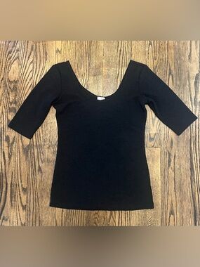 Garage Black Scoop Neck Short Sleeve Top